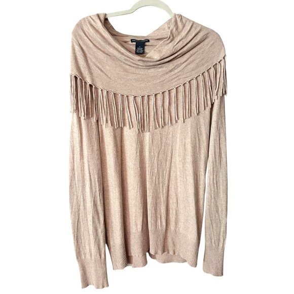 Chelsea & Theodore Tops - Chelsea & Theodore Cowl Neck Fringe Sweater